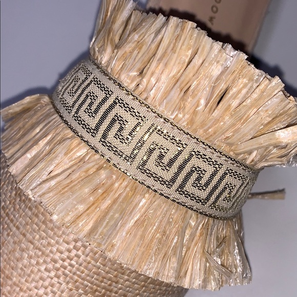 Michelle McDowell Carmen Natural Tan Woven Raffia Gold Mules Slip On Fringe 8 - Picture 9 of 11